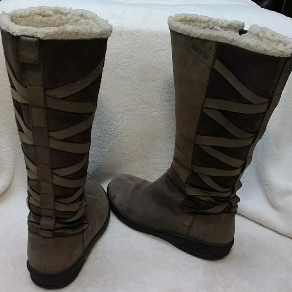 Teva Waterproof Laceback Tall Leather Boots Grunge